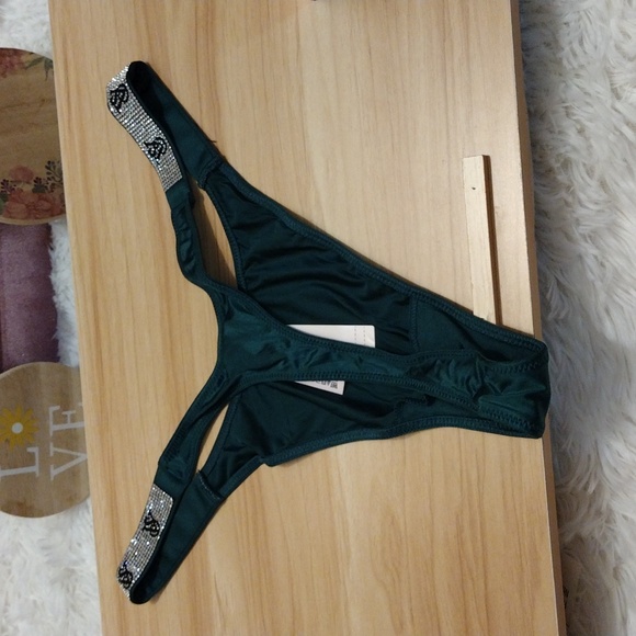 Victoria's Secret Dark Green Thong Panty with Embellished Straps Medium ๐ - Picture 7 of 8